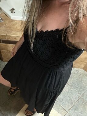 Black Lace Strapless Sundress